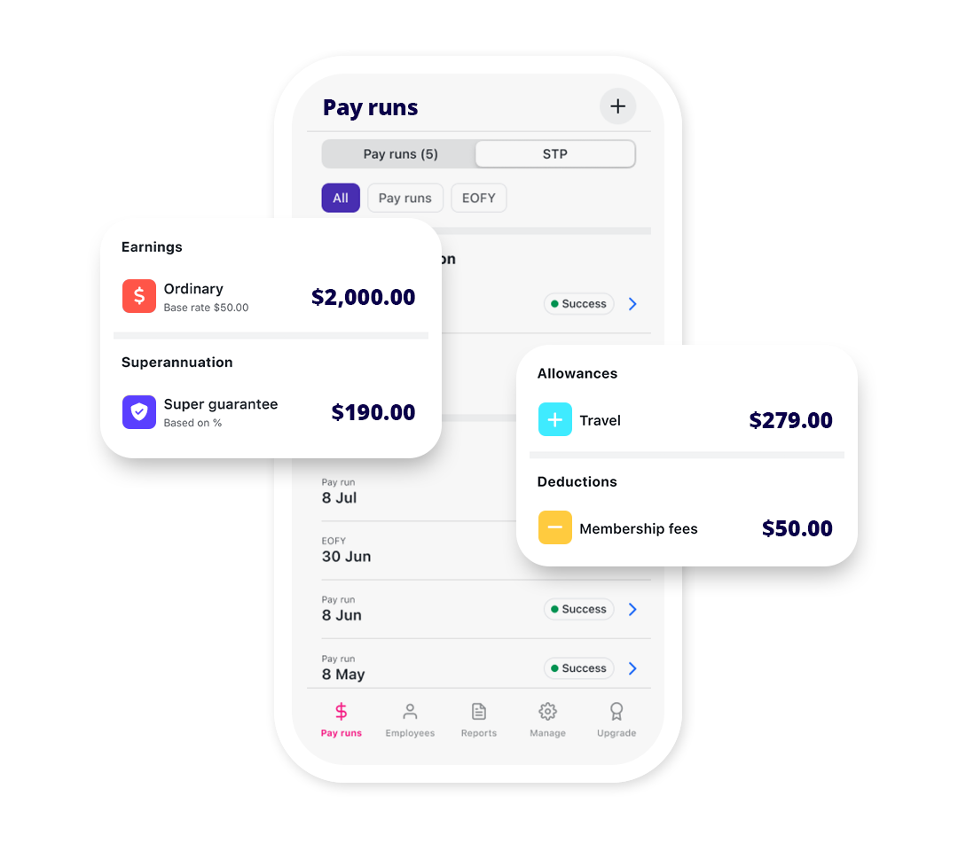 Payroll App Header payroll app on mobile
