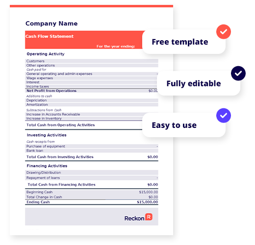 Cash Flow Statement Template Header cashflow statement for small business